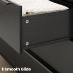 54" Wide Black Dresser for Bedroom, Modern 6 Drawer Double Dresser with Wood Grain Finish, Large Horizontal Chest of Drawers & TV Stand with Anti-Slip Raised Edge, Sleek Storage for Living Room