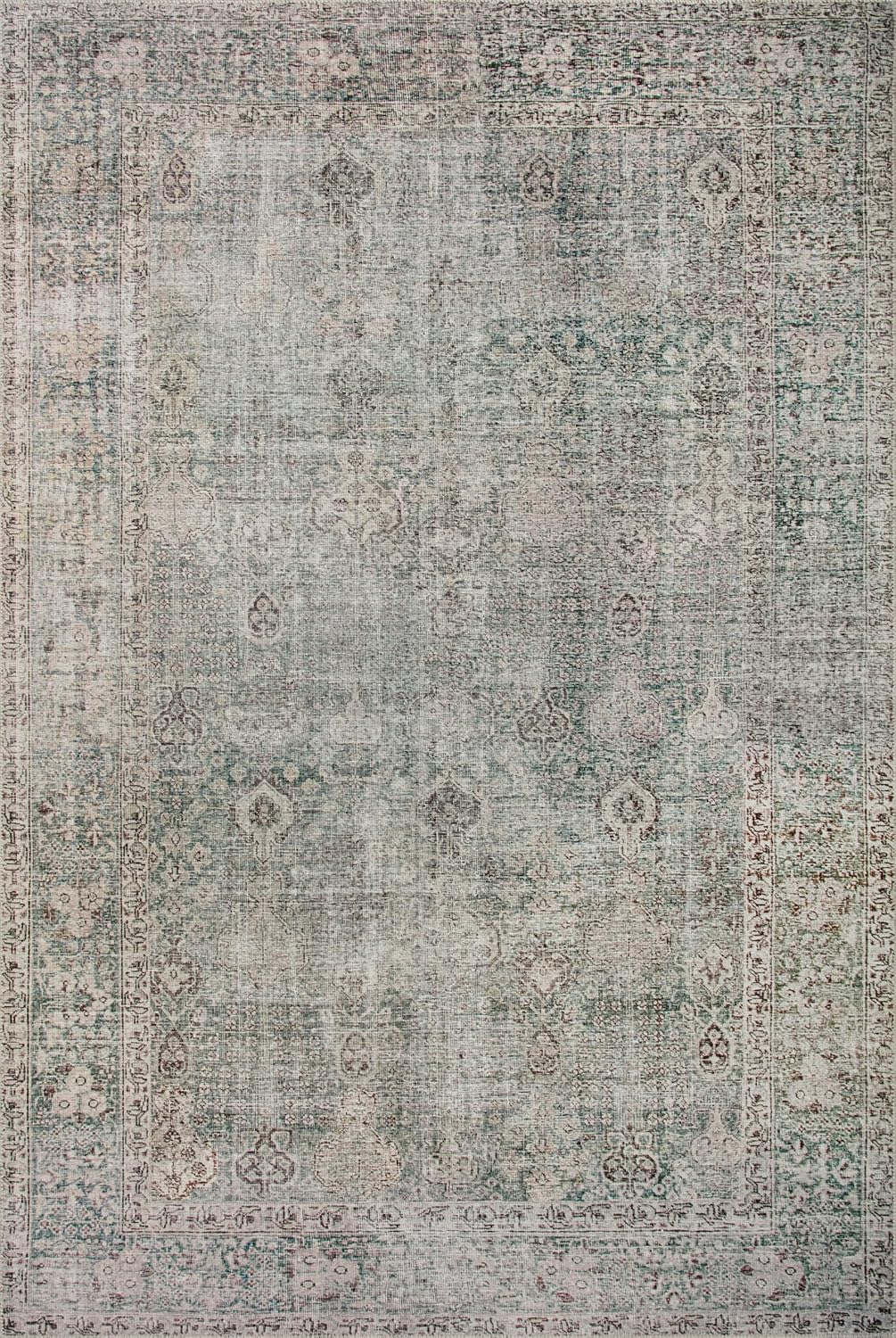 Loloi Chris Loves Julia Jules Collection JUL-08 Emerald/Antique Ivory 8'-6'' x 11'-6'', .13" Pile Height, Area Rug