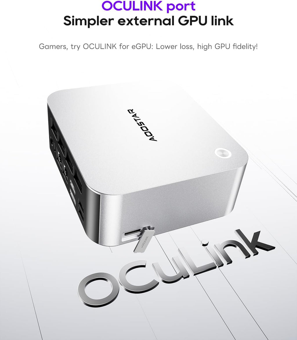 AOOSTAR MACO AMD R7 PRO 6850H Mini PC (8C/16T 4.70Ghz) with LPDDR5 6400Mhz 24GB RAM &1TB M.2 2280 PCIE4.0 NVME SSD 3 *M.2 Slots; Dual 2.5G; LAN Dual USB4；Four-Screen 4K Display