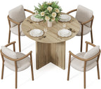 LITTLE TREE Round Dining Table for 4-6 People, Modern Wooden Kitchen Table with Pedestal Base, Small Dinner Table for Dining Room, Kitchen, Living Room