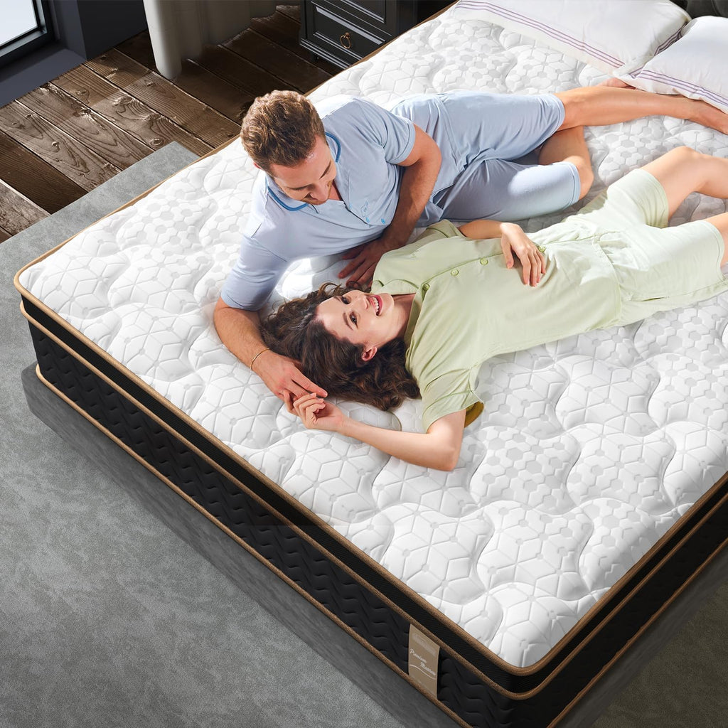 King Mattress 14 Inch, Cooling Hybrid King Mattress in a Box, Individual Pocket Springs-Motion Isolation, Extra Hip/Shoulder/Lumbar Support, Fiberglass-Free,Ergonomic Zones,365-Night Trial,CertiPUR-US