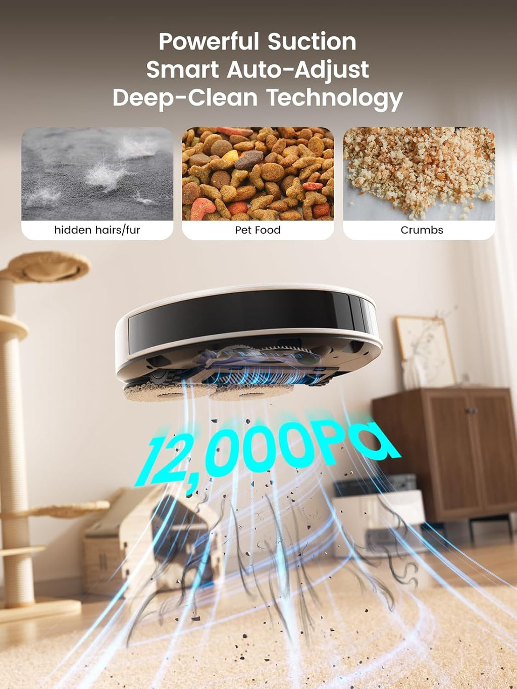 Lefant LiDAR Robot Vacuum and Mop, 12000Pa Suction, 90-Day Self-Emptying, Obstacle Avoidance, Auto Mop Washing&Drying, All-in-One for Pet Hair Carpet, 5G WiFi Alexa/APP/iWatch Control, M3