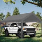 Carport Replacement Canopy, Replacement Top Cover for 12' x 20' Carport Frame, 180G PE Fabric Waterproof & UV Protected Tarp with Ball Bungees, Grey (Only Top Cover, Frame is not Included)