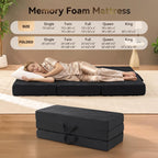 Trifold Mattress, 6 Inch Memory Foam Tri-Fold Mattress Queen Size, Foldable Sofa Bed with Washable Cover, Handles and Non-Slip Bottom for Yoga, Living Room, Camping, 78"x 58" x 6", Black