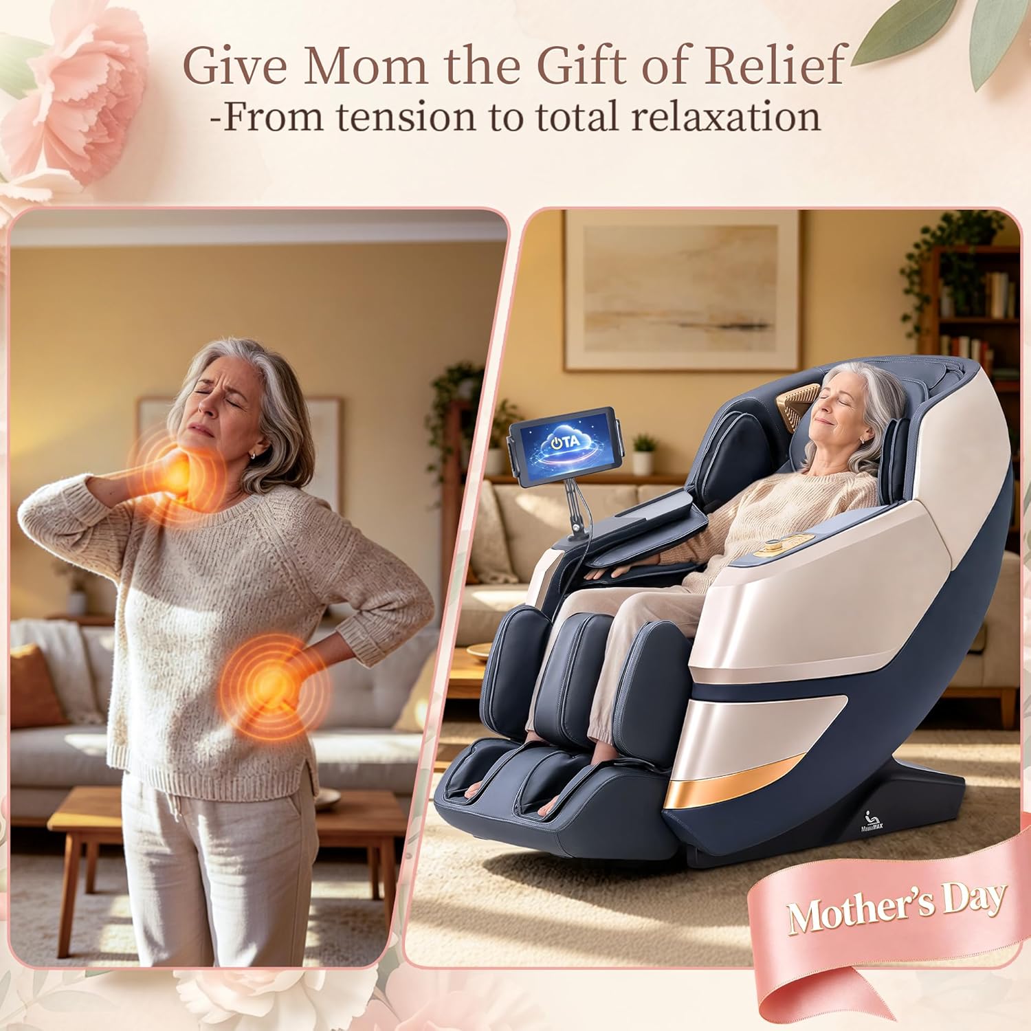 MassaMAX 2026 4D Massage Chair, Full Body Recliner with OTA Cloud Tech, Deep Yoga Stretch, 27 Auto Modes, 55" SL Track, APP & AI Voice Control, Auto Footrest, Zero Gravity, and Heating for Relaxation