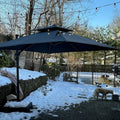 PURPLE LEAF 11FT Cantilever Outdoor Umbrellas Large Patio Umbrella Hanging Double Top Square Offset Umbrella with 360°Rotation Tilting Umbrella Outdoor Patio, Grey