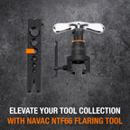 NAVAC NTF66 Flaring Tool | Internal Clutch Support | Axial Spacing | Patented Rivet Connection | Eccentric Cone | 45-Degree Flare | 1 Year Warranty