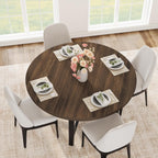 IDEALHOUSE 47" Round Dining Table for 4, Kitchen Dining Room Table with Sturdy Metal Frame, Wood Circle Kitchen Table for Space Saving -Brown (No Chairs)