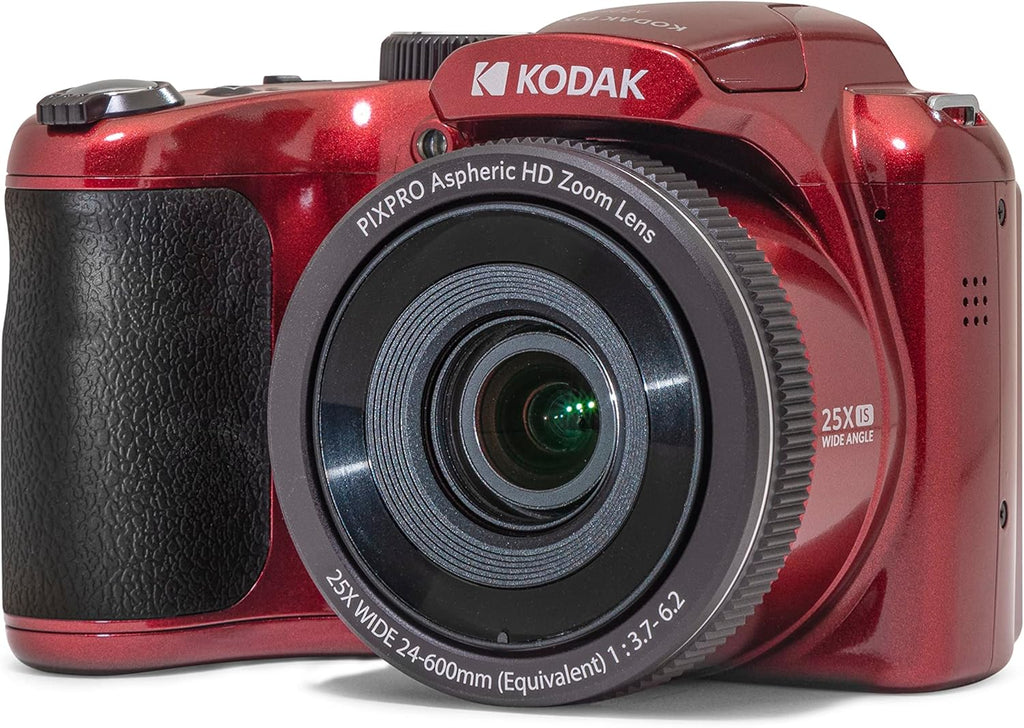 Kodak PIXPRO AZ255-RD 16MP Digital Camera 25X Optical Zoom 24mm Wide Angle Lens Optical Image Stabilization 1080P Full HD Video 3" LCD Vlogging Camera (Red)