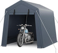 GarveeHome 6x6 FT Portable Outdoor Storage Shed with Roll-Up Zipper Door & Vent, 240G Heavy-Duty Shelter Waterproof PE Tarp, UV-Resistant Carport for Motorcycle, Firewood, Tools -Gray (Gray, 6x8)