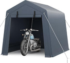 GarveeHome 6x6 FT Portable Outdoor Storage Shed with Roll-Up Zipper Door & Vent, 240G Heavy-Duty Shelter Waterproof PE Tarp, UV-Resistant Carport for Motorcycle, Firewood, Tools -Gray (Gray, 6x8)