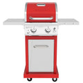 2-Burner Propane Gas Grill, Red  Stainless Steel, 28,000 BTUs, Compact Design