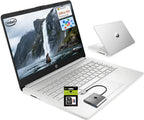 HP 14 Student-Laptop Back to School  Quad-Core Processor (Up to 3.6GHz) 8GB RAM 192GB Storage(128GB UFS + 64GB SD Card) Laptops for Student with 1-Year Office 365 Copilot AI Win11  Natural Silver