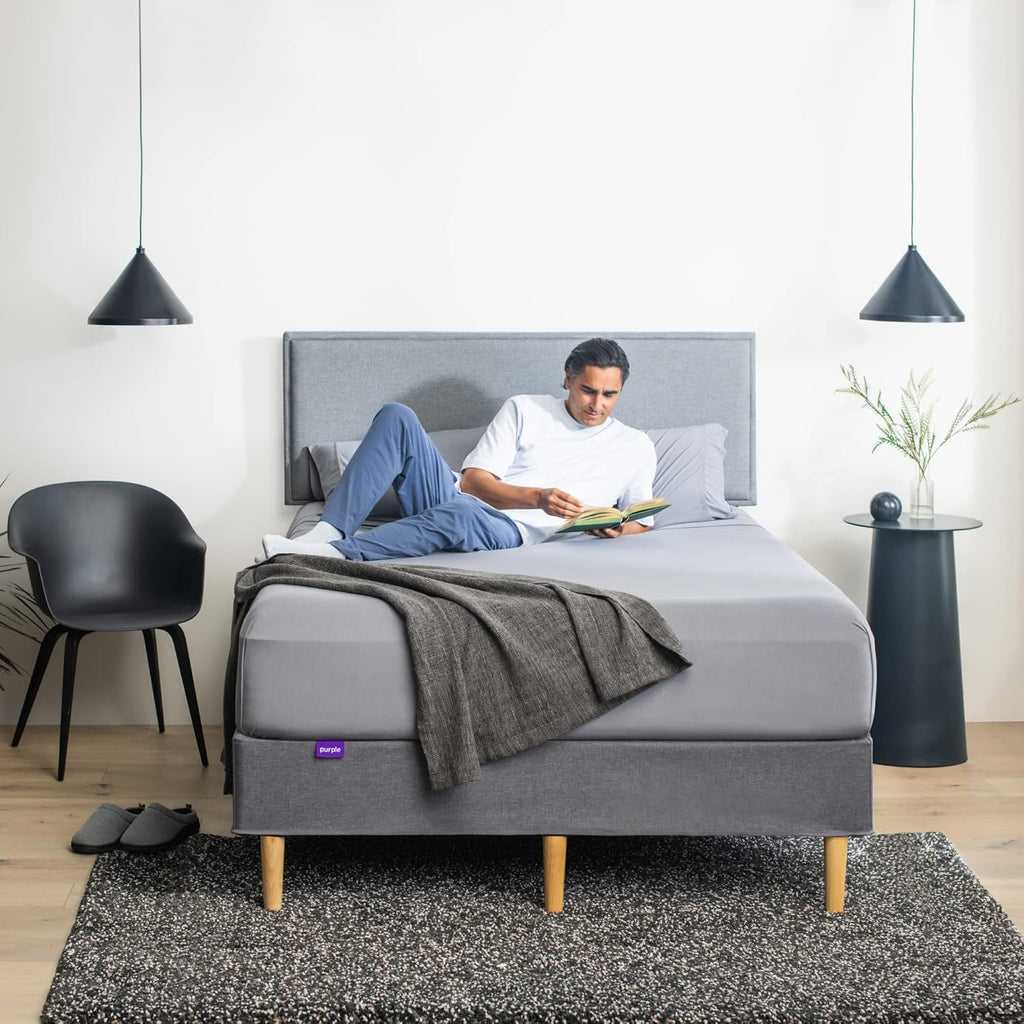 Purple SoftStretch Sheets, King/Cal King, Rayon Blend, Moisture-Wicking, Stormy Grey, Fits Other Mattresses, Stretch for Adaptive Support
