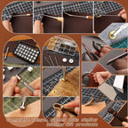 TLKKUE Leather Tooling Kit Leather Craft Tools Leatherworking Kit with Custom Handbag Cutting Mats Engraving Punching Sewing Stamping Sanding Tools for Handicraft Work Professional