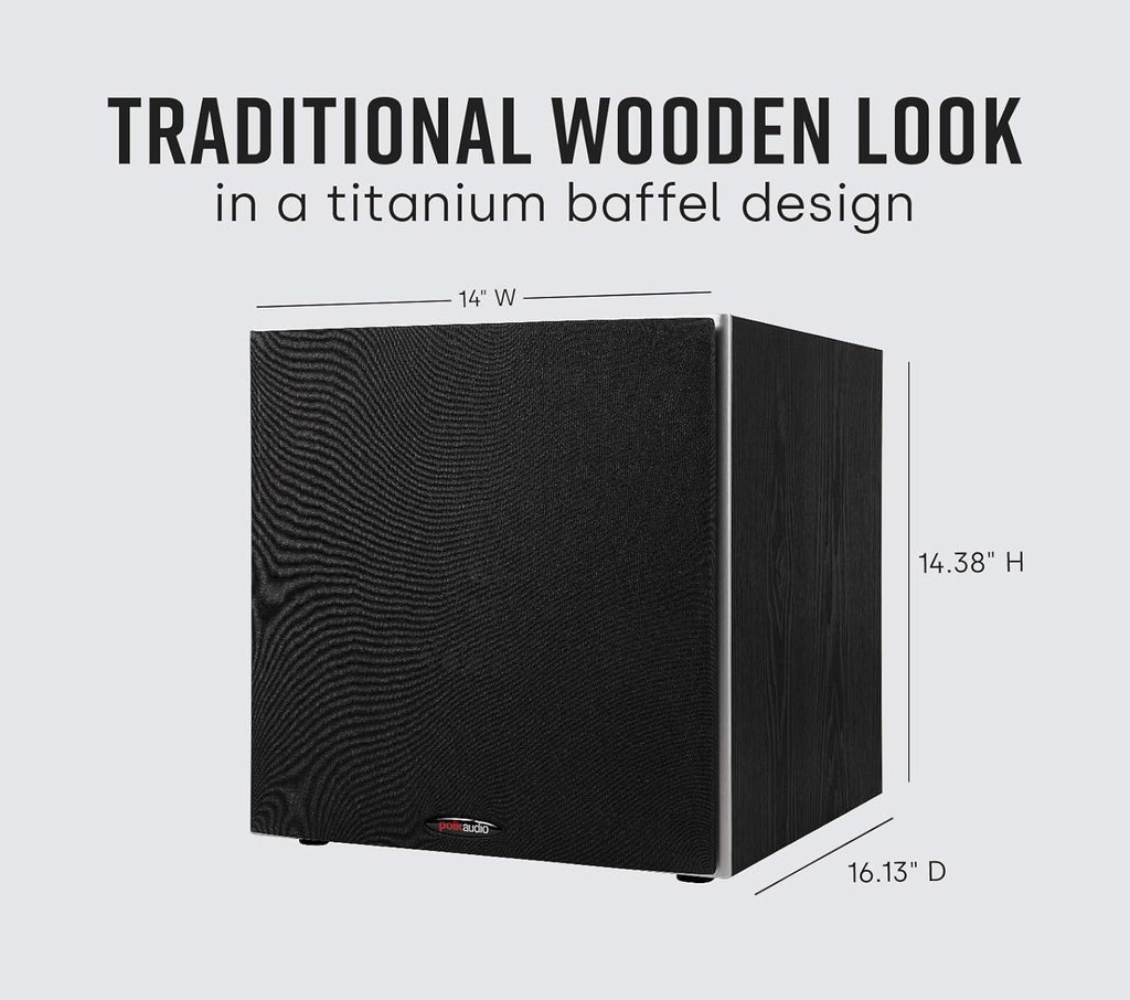 Polk Audio PSW10 10" Powered Subwoofer Home Audio – Power Port Tech  Up to 100 Watts  Big Bass in Compact Design  Easy Setup with Home Theater  Timbre-Matched with Monitor & T-Series Polk Speakers