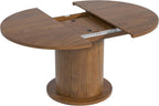 59 inch Round Dining Table for 6, Modern Farmhouse Kitchen Table, Circle Dining Tables with Wood Strip Base for Kitchen Living Room (Big Adjustable Walnut)