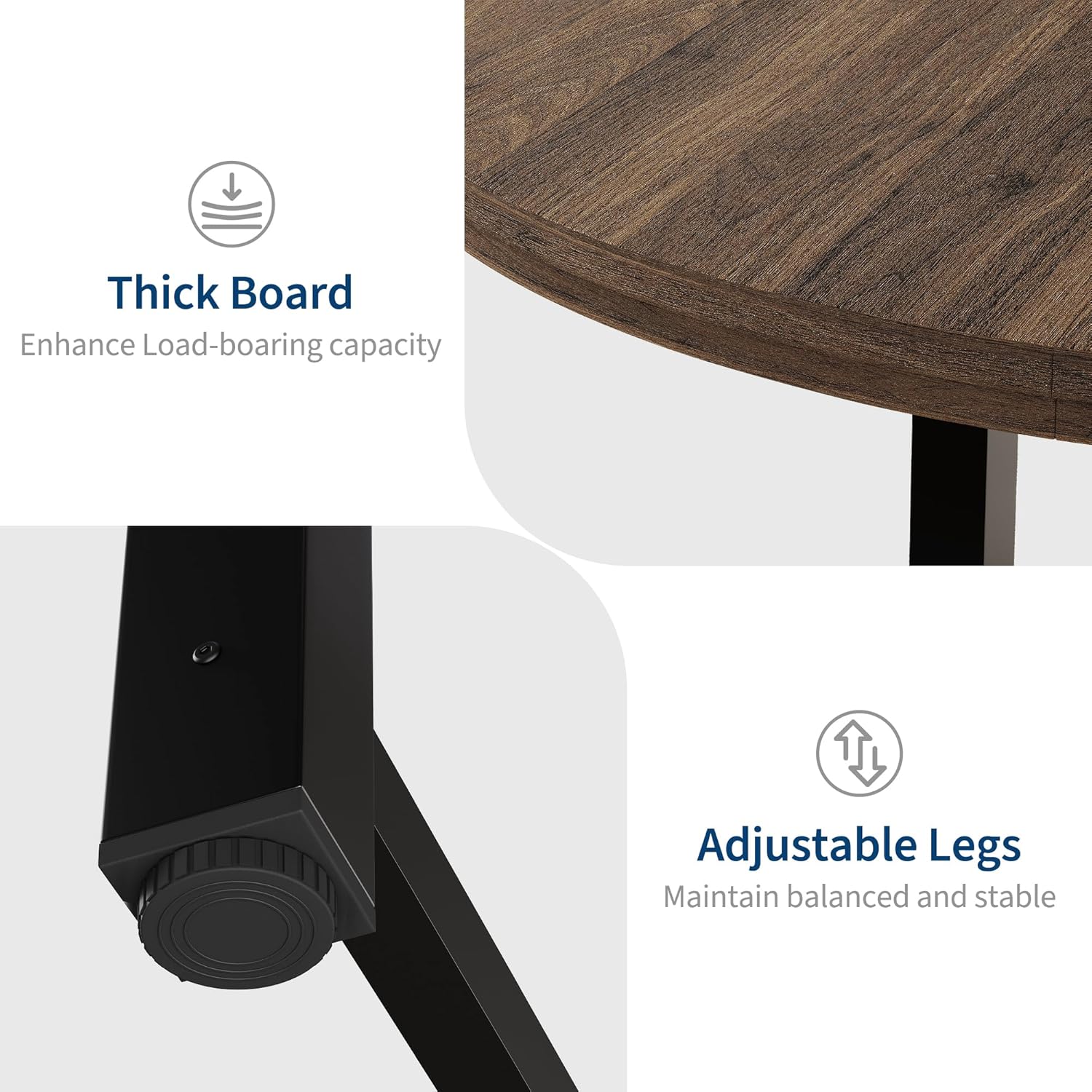 IDEALHOUSE 47" Round Dining Table for 4, Kitchen Dining Room Table with Sturdy Metal Frame, Wood Circle Kitchen Table for Space Saving -Brown (No Chairs)