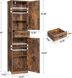 usikey 67'' Tall Storage Cabinet with Adjustable Shelves & 2 Doors, Bathroom Cabinet with 1 Drawer, Narrow Tall Cabinets for Living Room, Home Office, Rustic Brown UNSNG040F