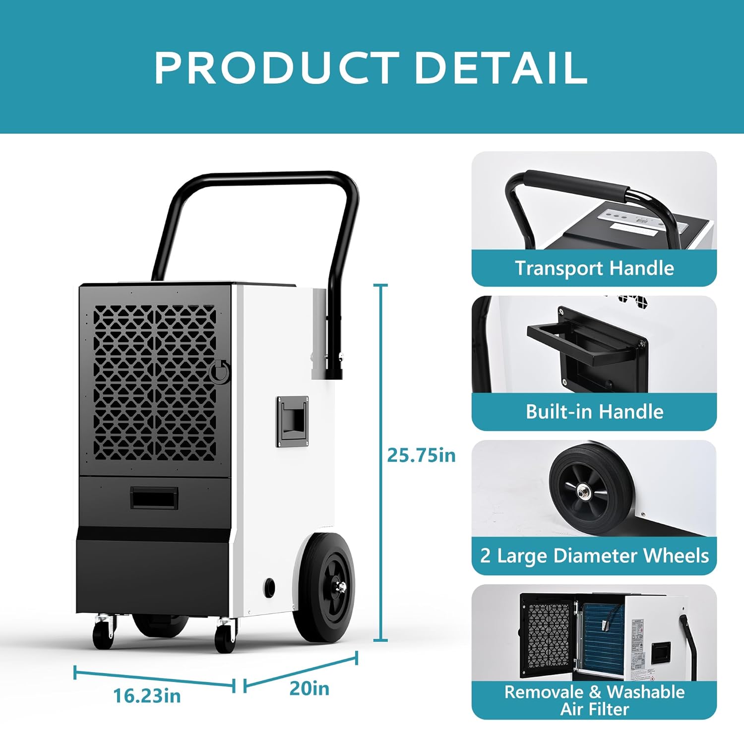 EUHOMY 160 Pints Commercial Dehumidifier for Basement,Large Dehumidifier for Basement With Drain Hose,Timer and 4 Wheels,Industrial Dehumidifiers for Flood Repair,Drying Basement,Warehouse and Factory
