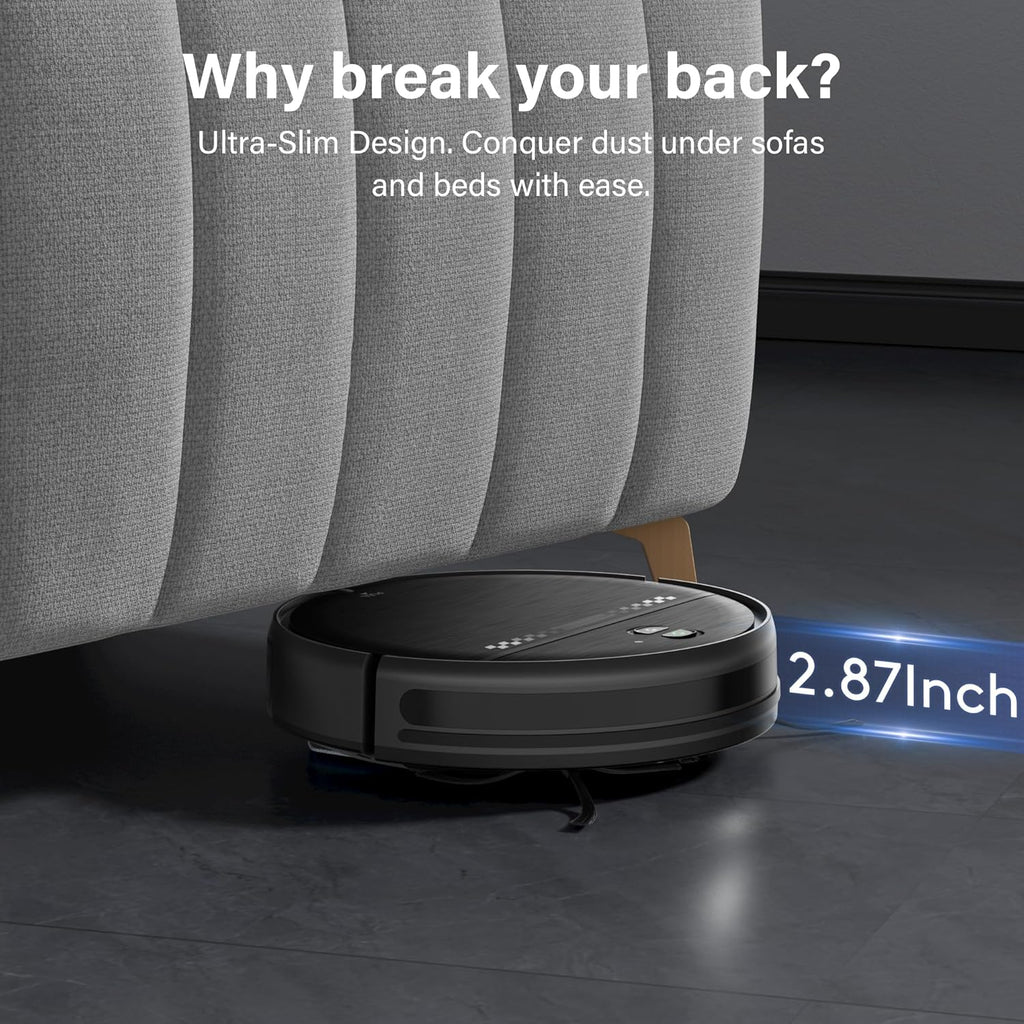 Robot Vacuum and Mop Combo, 2-in-1 Robot Vacuum Cleaner, 2.87'' Slim Design, Wi-Fi/App/Voice Control, 3D Obstacle Avoidance & Self-Charging Robotic Vacuum for Hard Floors, Carpets, Pet Hair