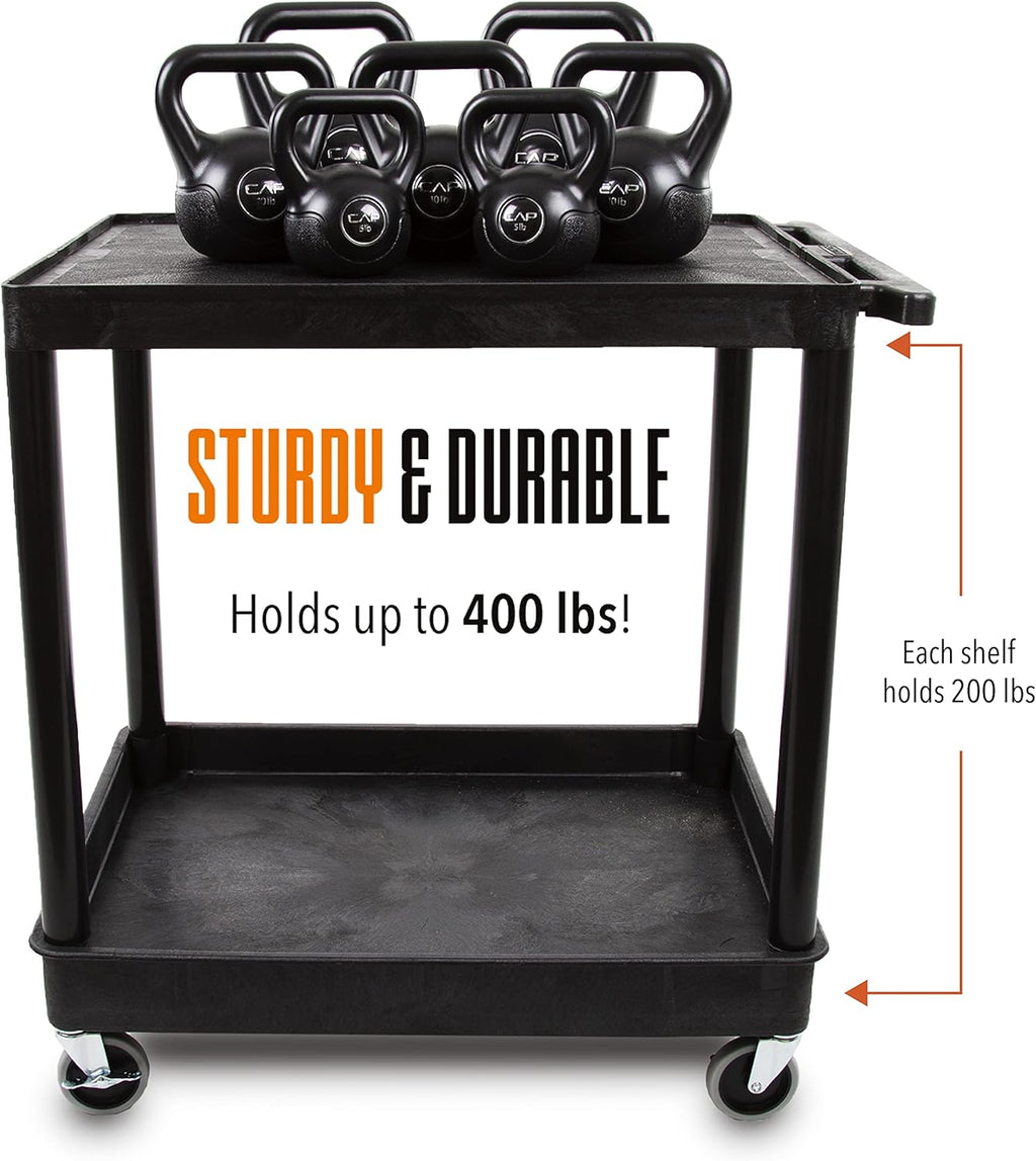 Stand Steady Tubstr Large 2-Shelf Utility Cart: Heavy Duty Hybrid Tub & Flat Shelf - Supports Up to 200 lbs, Rolling Storage & Tool Cart for School, Office, Warehouse (32 x 24in)