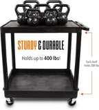 Stand Steady Tubstr Large 2-Shelf Utility Cart: Heavy Duty Hybrid Tub & Flat Shelf - Supports Up to 200 lbs, Rolling Storage & Tool Cart for School, Office, Warehouse (32 x 24in)