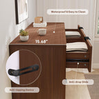 Fluted Dresser for Bedroom,49.6'' Modern Wooden Walnut Dresser with 6 Drawers, Bedroom Dressers, Natural Wood Chest of Drawers for Living Room, Hallway (Walnut)