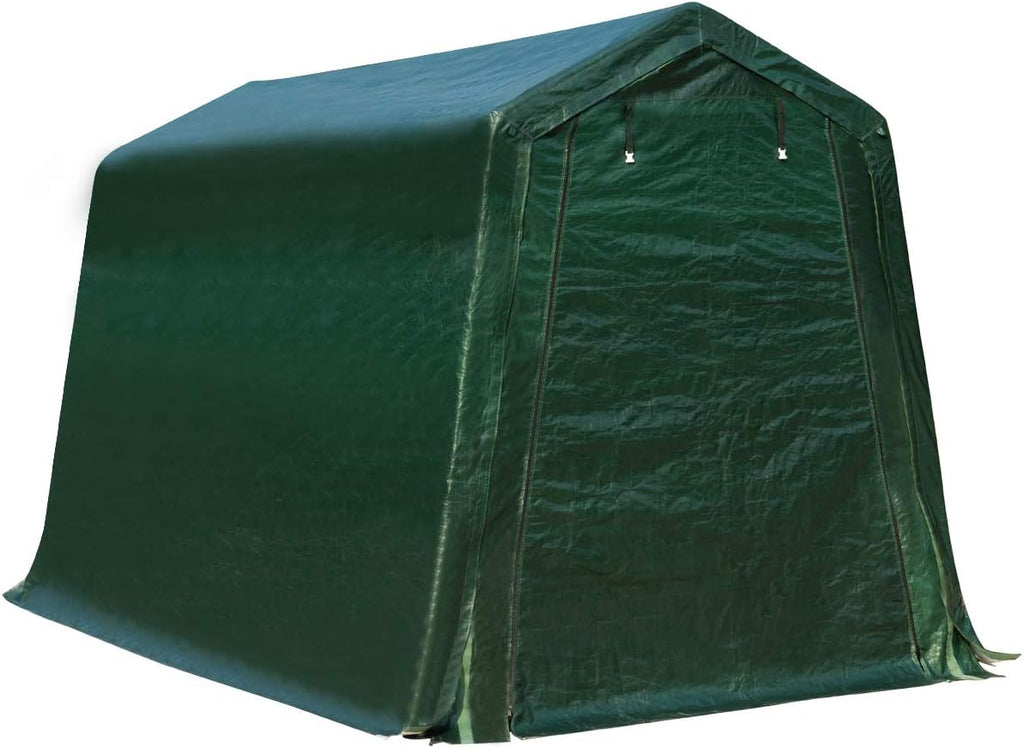 Tangkula 7 Ft x 12 Ft Outdoor Storage Shelter, Patio Storage Tent, Enclosed Carport Shed with All-Steel Metal Frame and Waterproof Ripstop Cover, Outdoor Garage Tent with Sidewalls
