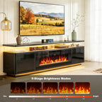 oneinmil 80" Fireplace TV Stand with Dual LED Lights, Fits Most TVs Up to 90", Electric Fireplace Entertainment Center with Storage Cabinets, Media Console for Living Room Office, Black