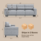 Gizoon 3-Seater Chenille Couch, 89 Inch Modern Comfy Sofa with Wide Armrests & Deep Cushions, for Living Room, Bedroom and Apartment, Grey