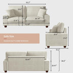 DOPEDIO Modern Loveseat Sofa for Living Room,Chenille Recliner, Removable Cover, Spring Cushions, Solid Wood Frame, Easy Assembly for Small Spaces (71.25inch .Beige)