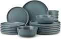 vancasso Plates and Bowls Sets, 18 Pieces Modern Ceramic Dinnerware Set for 6, Dish Set for Kitchen, Dinner Set Stoneware Dishware Set Microwave and Dishwasher Safe, Blue, Series ZERMATT