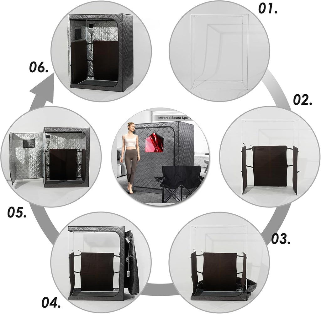 Full Body Portable Personal Infrared Saunas for Home  2 Person Sauna Tent  at Home Sauna  Portable Infrared Sauna Two-Person Sauna Tent with 2 Foldable Chairs  Remote Control