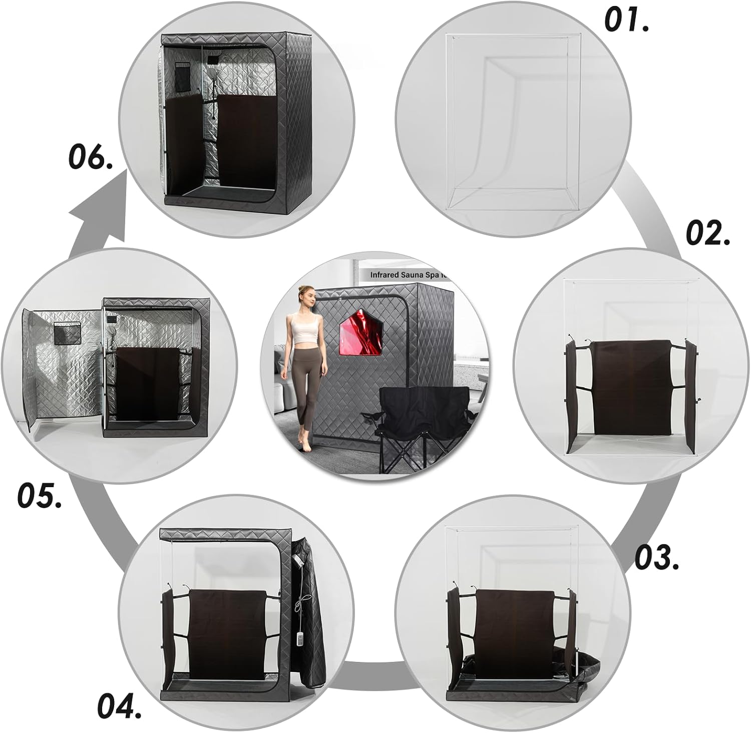 Full Body Portable Personal Infrared Saunas for Home  2 Person Sauna Tent  at Home Sauna  Portable Infrared Sauna Two-Person Sauna Tent with 2 Foldable Chairs  Remote Control