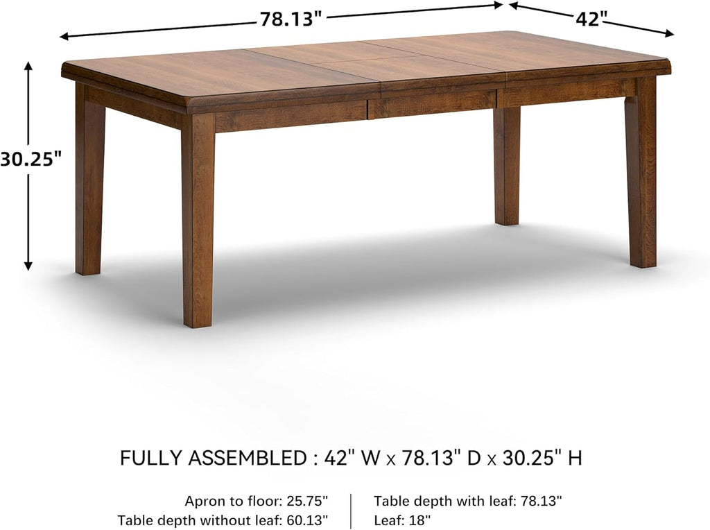 Signature Design by Ashley Ralene Rectangular Dining Room Extension Table, Seats 8, Self-storing Extension Leaf, Wood, 42" W x 78.13" D x 30.25" H, Medium Brown