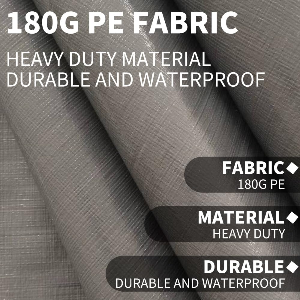 Carport Replacement Canopy, Replacement Top Cover for 12' x 20' Carport Frame, 180G PE Fabric Waterproof & UV Protected Tarp with Ball Bungees, Grey (Only Top Cover, Frame is not Included)