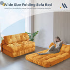 MAXYOYO Folding Sofa Bed, Convertible Sleeper Chair with Pillow Foldable Mattress with Back Support, Portable Fold Out Chair Bed Comfy Floor Sofa Lounge for Living Room Bedroom, Orange Double