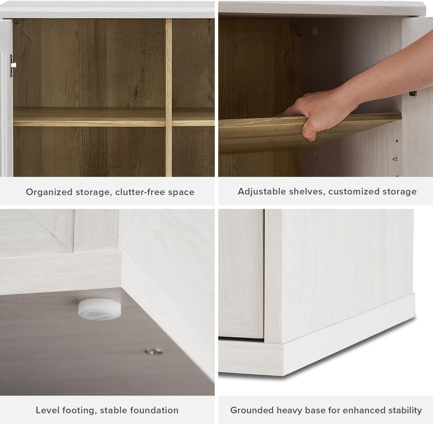 mopio Blake Tall Display Cabinet, Kitchen Buffet Pantry Cupboard, Trophy Display Case, Storage Cabinet Scratch Resistant Acrylic, Modern Farmhouse Curio Organizer (White Oak Acrylic Hutch, Single)