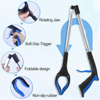 12-Piece Heavy-Duty Trash Collection Tool - 32-Inch Lightweight Telescopic Grabber Ergonomic Handle, Non-Slip Grip | Multi-Purpose Mobility Aid for Seniors