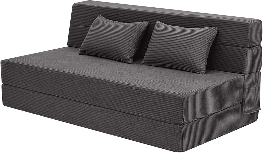 MeMoreCool Boneless Folding Sofa Bed Queen, Corduroy Convertible Sleeper Chair, Foldable Foam Mattress Chair, Comfy Fold‑Out Futon Couch Bed, Large Floor Sofa Couch for Living‑Room Guest