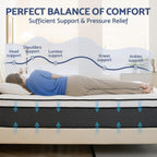 Full Size Mattress, Hybrid Mattress with Gel Memory Foam, Pocket Springs Mattresses for Motion Isolation, Pressure Relief