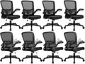 KLASIKA Desk Chairs with Wheels, Ergonomic Mesh Office Chair Adjustable Height and Swivel Lumbar Support Home Office Chair with Flip Up Armrests (8PK)