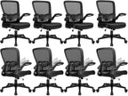 KLASIKA Desk Chairs with Wheels, Ergonomic Mesh Office Chair Adjustable Height and Swivel Lumbar Support Home Office Chair with Flip Up Armrests (8PK)