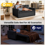 Convertible Sofa Bed, Pull Out Couch with Side Pockets, 3 in 1 Velvet Fabric Loveseat Sleeper Sofa Bed, Pull Out Couch with Adjustable Backrest for Living Room, Bedroom, Apartment, Black