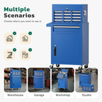 Greenvelly Tool Chest, 5-Drawer Rolling Tool Chest with Hooks and Lockable Wheels, Detachable Top Tool Box, Toolbox with Wheels, Rolling Tool Box for Mechanics Garage Workshop and Tool Room (Blue)