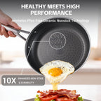 Ammeloo 17 Pcs Nonstick Stainless Steel Cookware Set, Hybrid Stainless Steel Pots and Pans Set Non Stick, Non Toxic Kitchen Cookware Sets, Dishwasher & Oven Safe, Induction & All Cooktop Compatible
