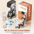 Ice Cream Maker Machine 12-in-1, Full Automatic Stainless Steel Homemade Ice Cream Maker for Sorbet, Milkshake, Frozen Yogurt & More, Easy to Clean Ice Cream Machine, (3) Family-Sized Tritan Tubs