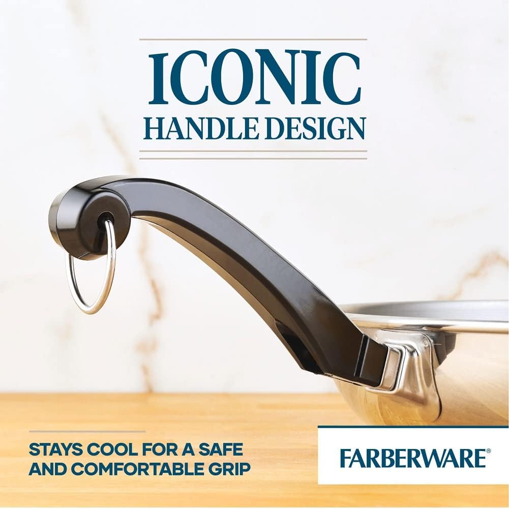 Farberware Classic Stainless Steel Cookware Pots and Pans Set, 15-Piece,50049,Silver