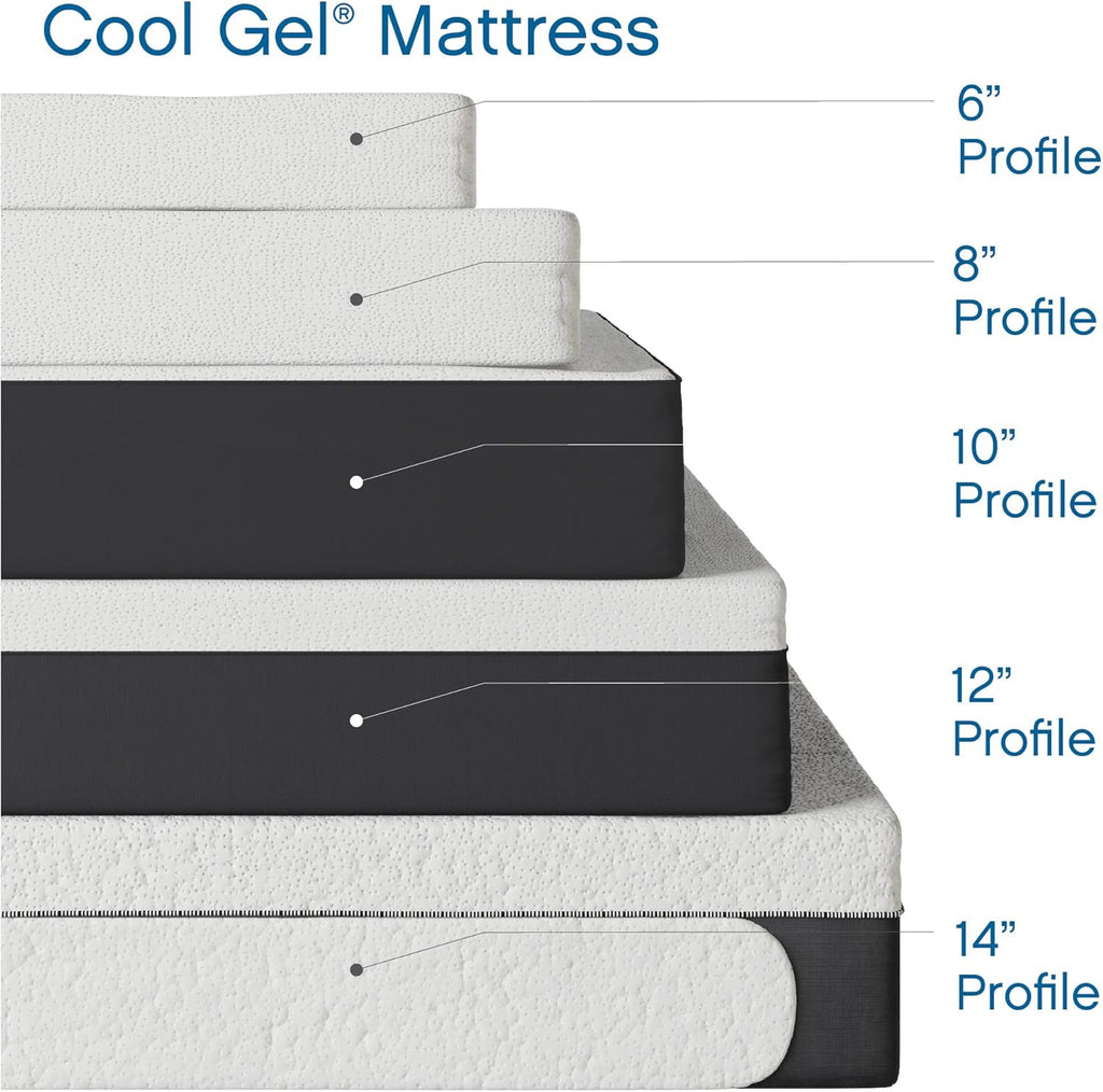 Cool Gel 12 Inch King Mattress Memory Foam Medium Firm, King Size Memory Foam Mattress Cooling, Made in the USA, 12" Depth with Pressure Relief, CertiPUR-US Certified No Fiberglass, CoolGel Bed